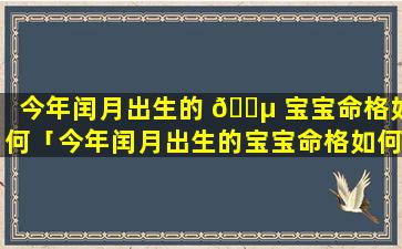 今年闰月出生的 🐵 宝宝命格如何「今年闰月出生的宝宝命格如何呢」